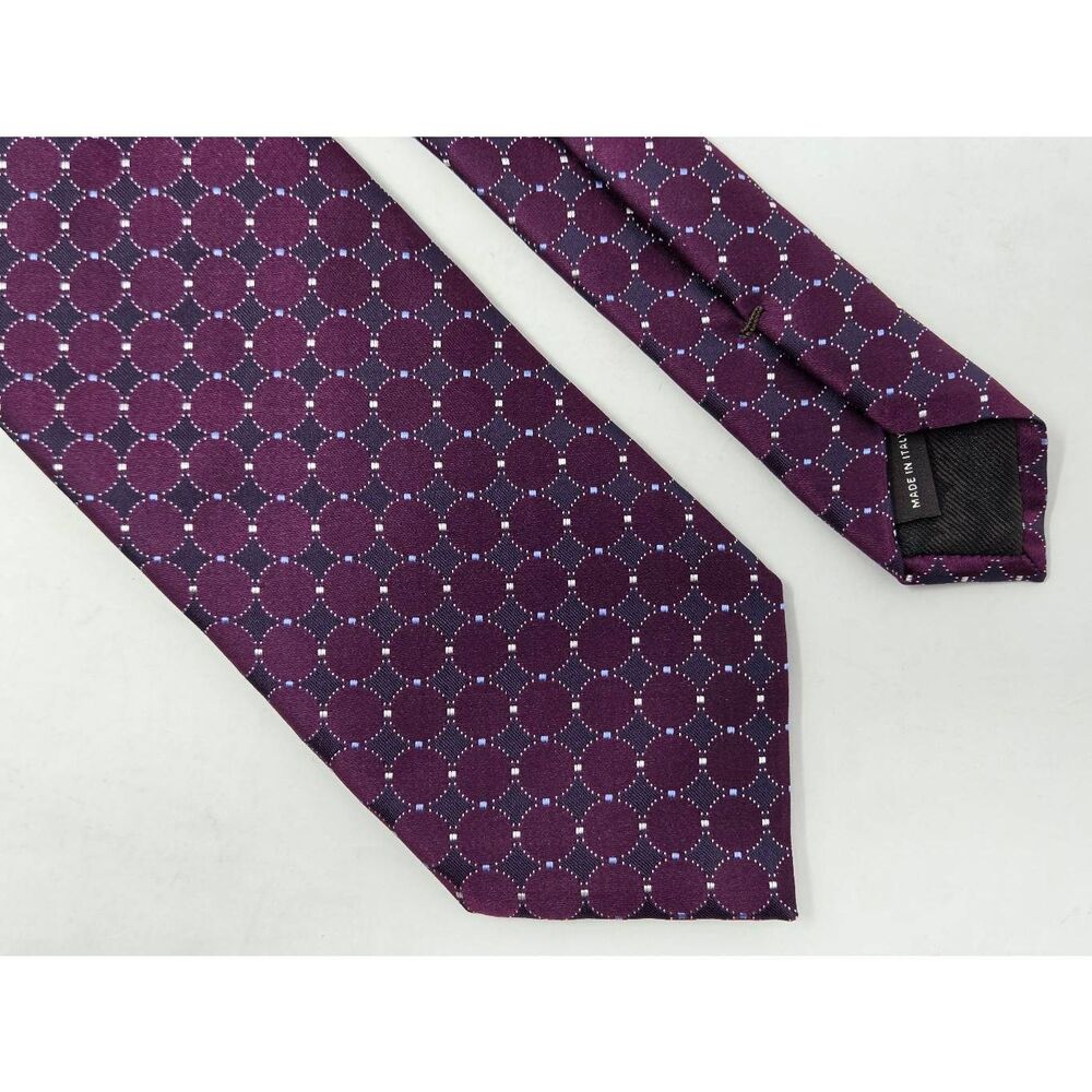 CANALI SILK TIE PURPLE WOVEN SATIN FOULARD PATTERNED LUXURY 3.5" X 59" ITALY